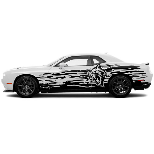 Vinilo adhesivo de arañazos estilo grunge para puerta lateral Hellcat para Dodge Challenger