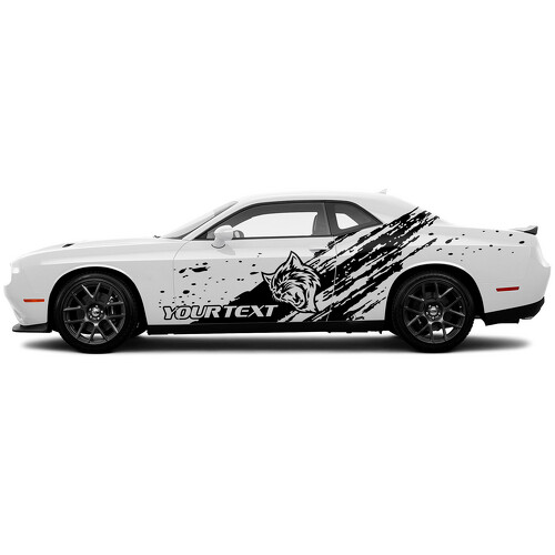 Vinilo adhesivo personalizado con texto y arañazos Hellcat para la puerta lateral del Dodge Challenger