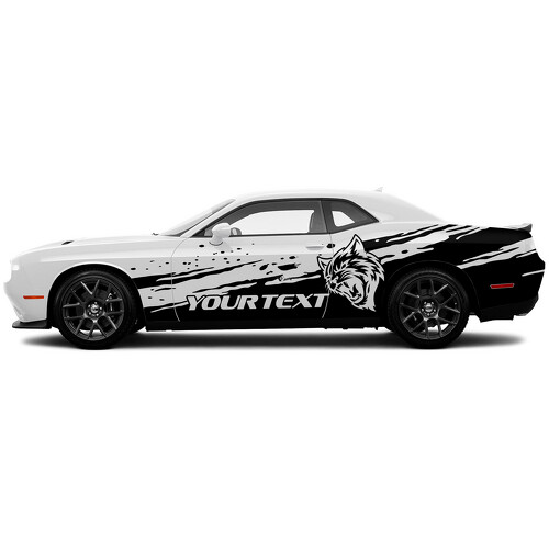 Calcomanía de vinilo lateral estilo desgastado Wildcat y texto personalizado para Dodge Challenger