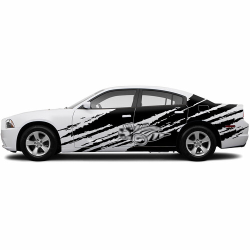 Adhesivo Vinilo Lateral Estilo Super Bee Destruido para Dodge Charger