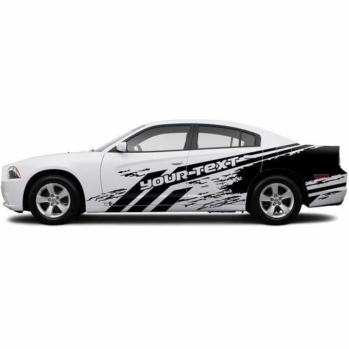 Adhesivo Vinilo Lateral Estilo Destruido con Texto Personalizado para Dodge Charger