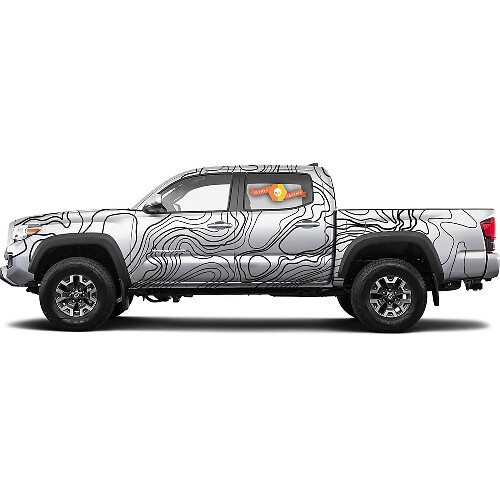 Calcomanía de Vinilo de Cuerpo Completo con Gráfico de Mapa Topográfico para Toyota Tacoma