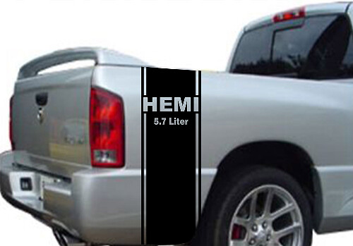 Calcomanía de vinilo con franjas laterales traseras Hemi 5.7L para Dodge Ram