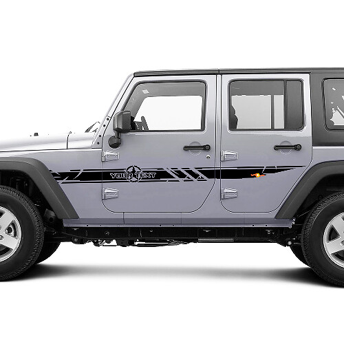 Kit de vinilos personalizados de rayas laterales con estrella de ejército desgastada para Jeep Wrangler_1