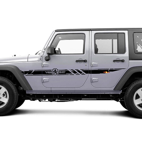 Juego de pegatinas de vinilo con rayas laterales de estrella del ejército personalizado style desgastado para Jeep Wrangler