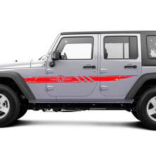 Juego de pegatinas de vinilo con rayas laterales de estrella del ejército personalizado style desgastado para Jeep Wrangler_2