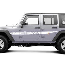 Juego de pegatinas de vinilo con rayas laterales de estrella del ejército personalizado style desgastado para Jeep Wrangler_3