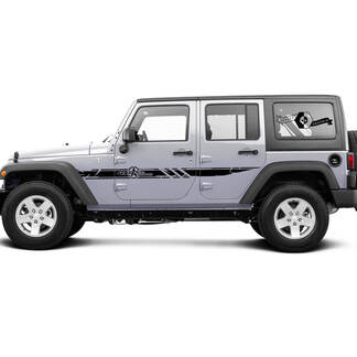 2 Side Jeep Wrangler Destroyed Military Army Star 4x4 Off Road Doors Side Vinilo Calcomanías Gráficos Stily 3
