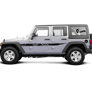 2 Side Jeep Wrangler Destroyed Military Army Star Off Road Doors Side Vinilo Calcomanías Gráficos Stily
