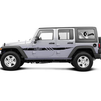 2 Side Jeep Wrangler Destroyed Military Army Star 4x4 Off Road Doors Side Vinilo Calcomanías Gráficos Pegatina
