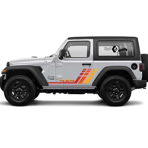 Kit de calcomanías de vinilo con franjas laterales Retro 4x4 para Jeep Wrangler 2 puertas