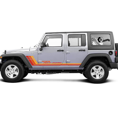 Jeep Rubicon Retro Vintage 4x4 Todoterreno 4 puertas kit de franjas de carreras deportivas Kits gráficos todoterreno
