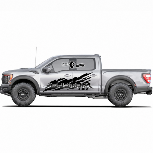 Pegatina de vinilo personalizada Rising Slash para puerta, par, para Ford F-150 2022