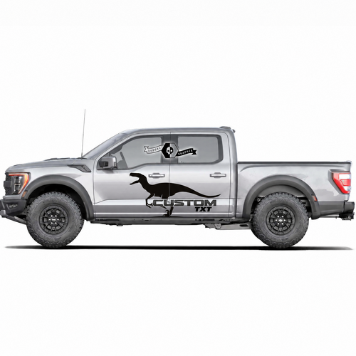 PERSONALIZADO TEXTO Par de Siluetas de Dinosaurio Calcomanía de Vinilo para Puerta para Ford F-150 2022