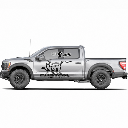 Juego de pegatinas de vinilo personalizadas de dinosaurios en movimiento para puertas Ford F-150 2022