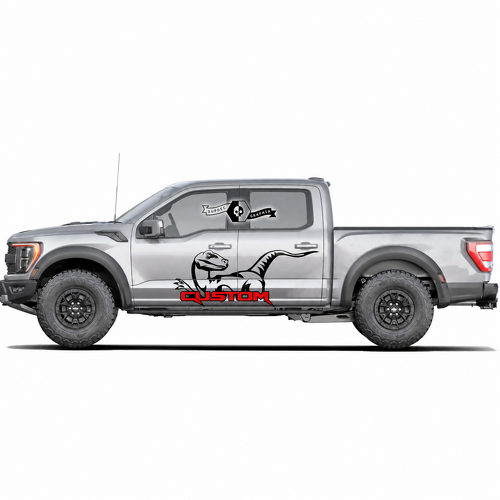 Juego de adhesivos de vinilo para puerta con letras rojas PERSONALIZADAS Dinosaurio para Ford F-150 2022