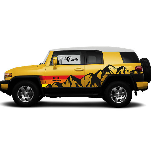 Pegatina Vinilo Lateral de Montañas y Rayas Vintage para Toyota FJ Cruiser
