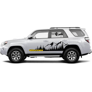 2x dos colores 4Runner puertas laterales vinilo montañas bosque calcomanías WRAP pegatinas para Toyota 4Runner TRD
