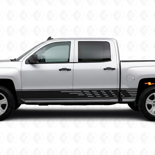 Tiras de vinilo escalonadas para puertas y paneles laterales para Chevrolet Silverado 1500 K2XX 2014-2019