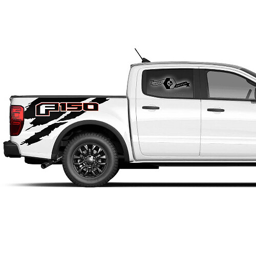 Par de gráficos de logotipo de 2 colores para la cama lateral de Ford F150 Raptor 2022
