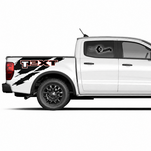 Juego de adhesivos de vinilo para panel rasgado con contorno rojo junto a la cama para Ford F-150 2022