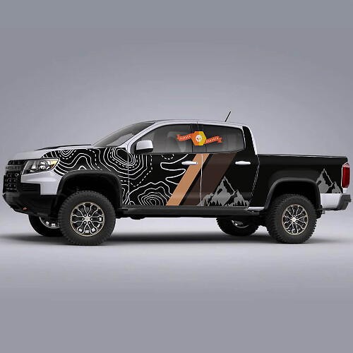 Kit de vinilo con diseño topográfico de montaña para Chevy Colorado ZR2