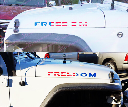 Juego de adhesivos de vinilo para capó Freedom con estilo de bandera de EE. UU. para Jeep Wrangler