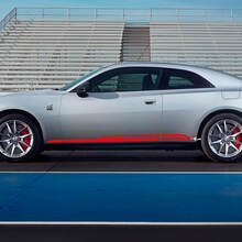 Pegatina de vinilo de franjas dobles de marca para faldones laterales Dodge Charger Electric_3