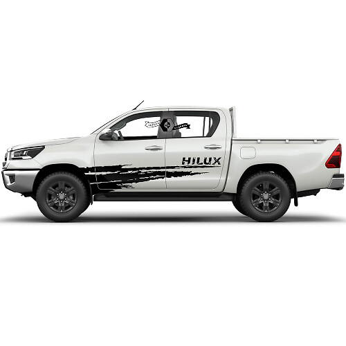 Par de Calcomanías de Vinilo para Puertas Laterales de Rally Toyota Hilux 2022 con Diseño Desgastado
