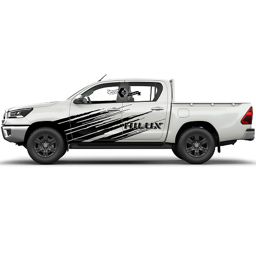 Par de calcomanías de vinilo WRAP desgastadas para puertas laterales de lodo Rally Toyota Hilux 2022.
