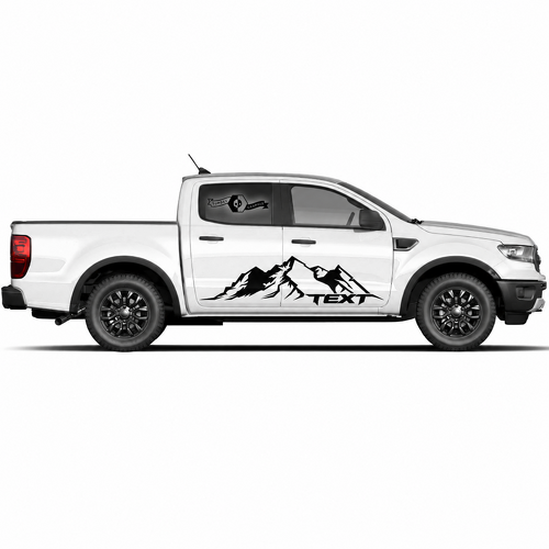 Vinilos Personalizados Texto Montañas Gráficos Adhesivos para Puerta Lateral Par para Musclecar camión power truck 2022