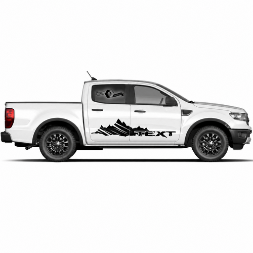 Texto Personalizado Vinilo Desgastado Gráficos de Montañas para Puerta Lateral Calcomanía Adhesiva Par para Musclecar camión power truck 2022