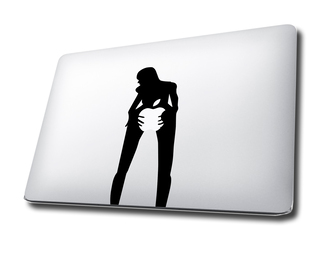 Etiqueta engomada de la etiqueta del MacBook de la muchacha
