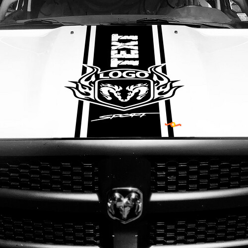 Vinilo adhesivo de calcomanía de vinilo de capó con franjas estilo Hemi personalizado para Dodge Ram 1500