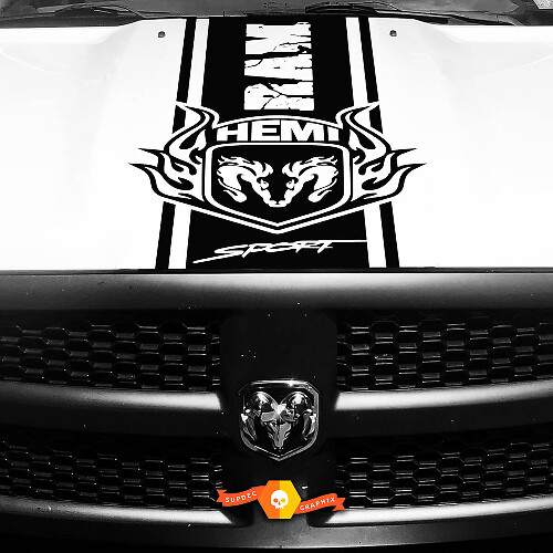 Vinilo adhesivo de franja en capó estilo envejecido HEMI Vinilo de franja para Dodge Ram