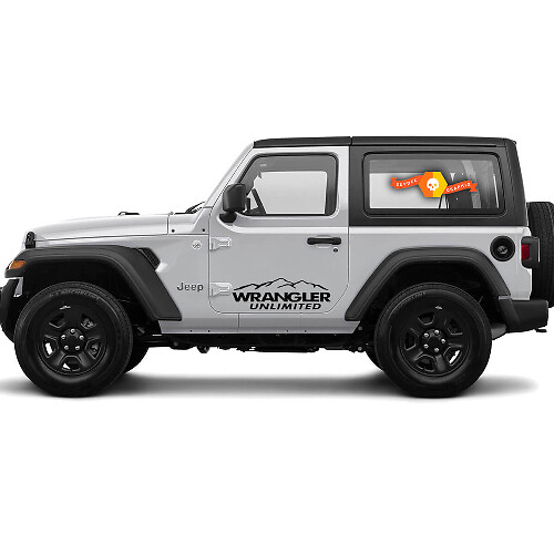 2 Calcomanías de vinilo para puerta de montaña Jeep WRANGLER UNLIMITED o capó Wrangler
