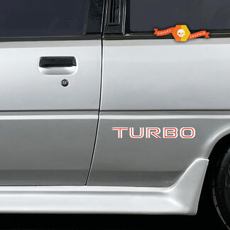 Par Mitsubishi Cordia Turbo lado vinilo cuerpo calcomanías pegatina gráficos 2 colores
