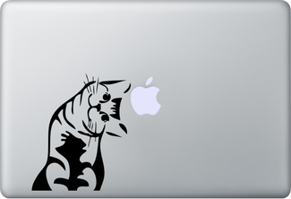 Etiqueta engomada de la etiqueta del gato del maullido para el ordenador portátil MacBook
