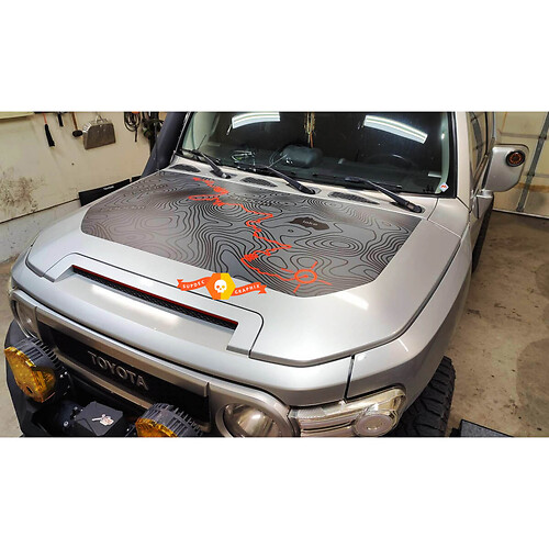 Vinilo adhesivo con diseño de mapa topográfico para capó para Toyota FJ Cruiser