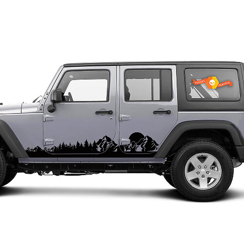 Pegatina de vinilo lateral con paisaje de montañas para Jeep Wrangler