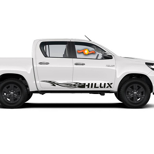 Adhesivo de vinilo con letras de marca estilo tribal para puerta lateral Toyota Hilux 2016-2021