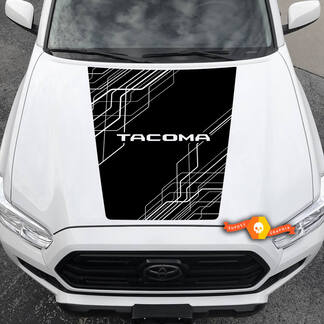 Modern 2016 -- 2021 Toyota Tacoma Hood Líneas abstractas Simetría rota Vinilo Calcomanía Gráficos - ¡Sin pala!
