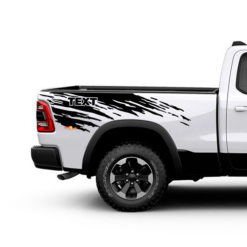 Pegatina de vinilo para los laterales de la cama con texto personalizado y salpicaduras de barro para Dodge Ram 1500