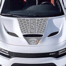 Calcomanía de vinilo personalizada con texto estilo panal para capó de Dodge Charger 2015-2021_3