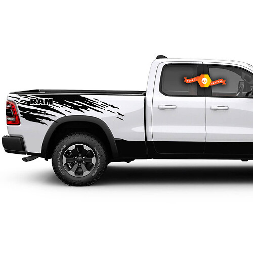 DODGE RAM 1500 2019 2021-2023 Calcomanía de vinilo para cama lateral grande
