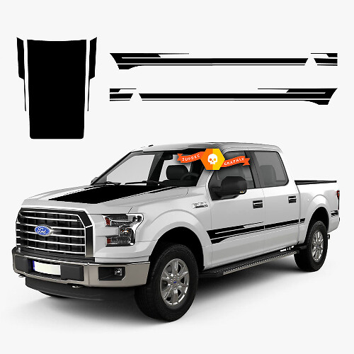 Kit de calcomanías de vinilo con franjas de carreras para capó y laterales para Musclecar F-150