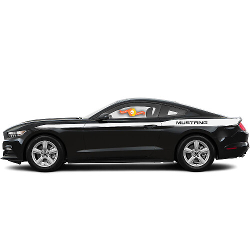 Par de calcomanías de vinilo con rayas laterales del logo Mustang para Ford Mustang 2015-2017.
