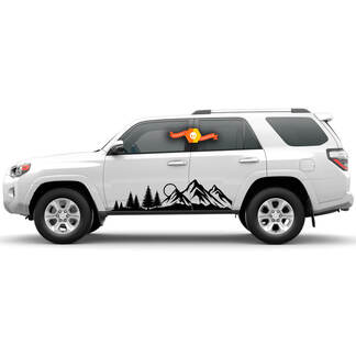 Par 4Runner 2023 Puertas laterales EE. UU. Bandera Vinilo Montañas Bosque Calcomanías Pegatinas de rayas para Toyota 4Runner TRD
