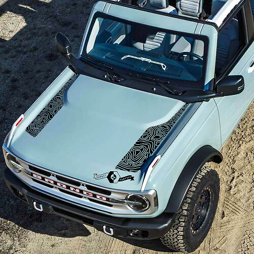 Nuevo Ford Bronco 2021 2022 Kit de calcomanías de vinilo para capó con logotipo de mapa topográfico
