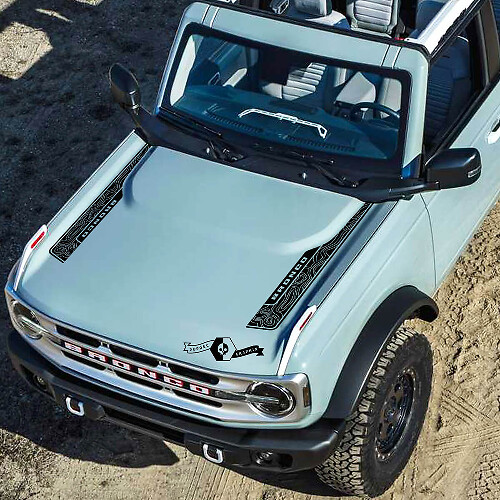 Nueva calcomanía de vinilo para capó con mapa topográfico moderno para Ford Bronco 2021 2022
